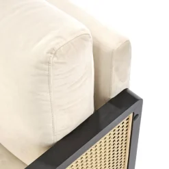 Poltrona design soggiorno in rattan naturale beige nero Niceto