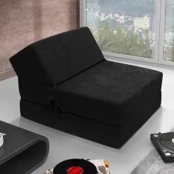 Poltrona divano letto pieghevole 90cm modulo singolo nero Lorin