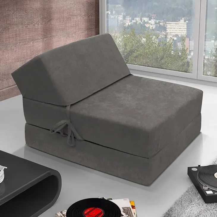 Poltrona divano letto pieghevole 90cm modulo singolo grigio Lorin