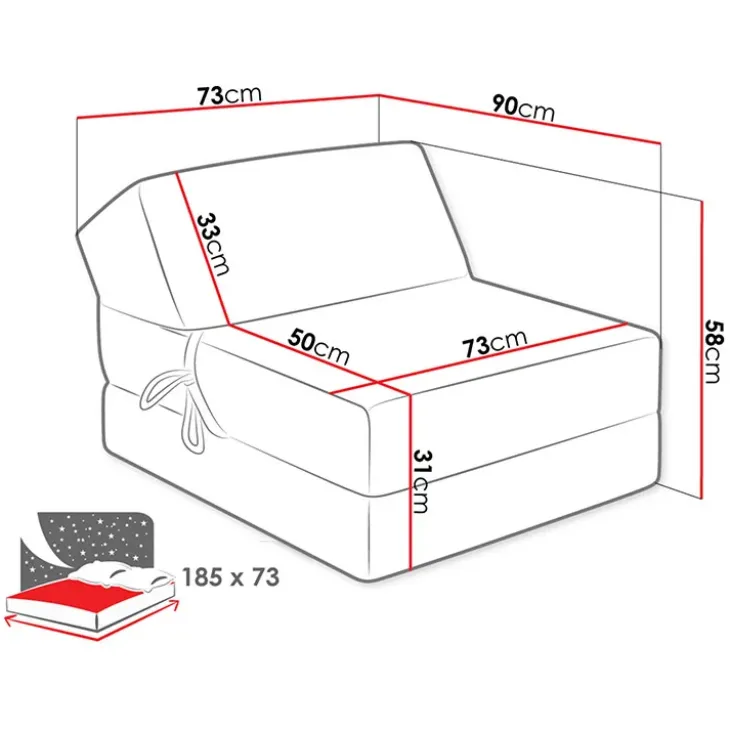 Poltrona divano letto pieghevole 90cm modulo singolo marrone Lorin