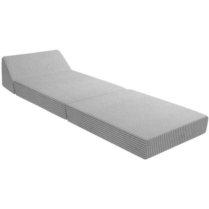 Poltrona divano letto pieghevole 90cm velluto a coste grigio Lorin