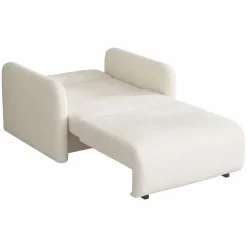 Poltrona divano letto 100x103 cm con contenitore e cuscino tessuto velo panna Reposa