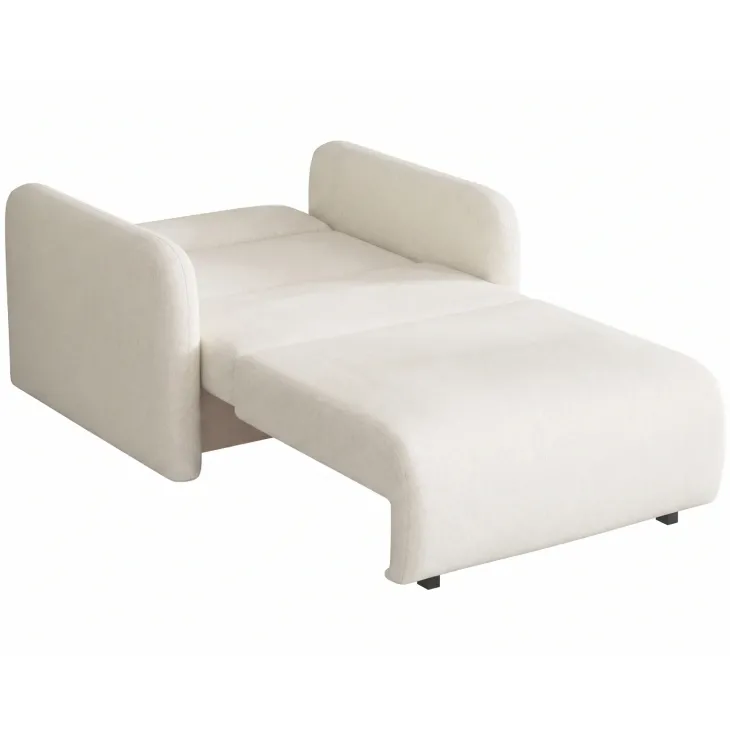 Poltrona divano letto 100x103 cm con contenitore e cuscino tessuto bouclé beige chiaro Reposa