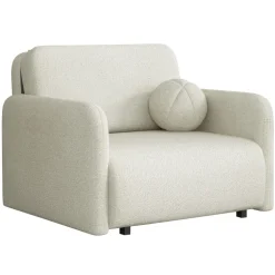 Poltrona divano letto 100x103 cm con contenitore e cuscino tessuto bouclé beige chiaro Reposa