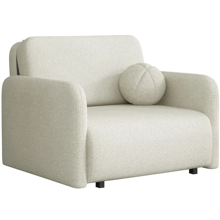 Poltrona divano letto 100x103 cm con contenitore e cuscino tessuto bouclé beige chiaro Reposa