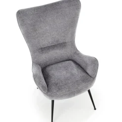 Poltrona imbottita design moderno in tessuto grigio nero Chantilly