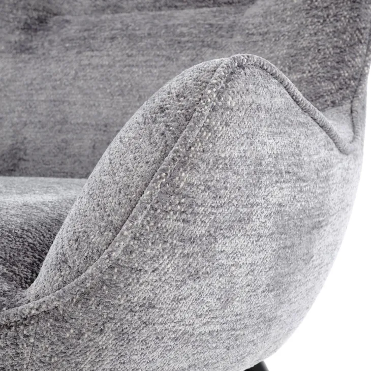 Poltrona imbottita design moderno in tessuto grigio nero Chantilly