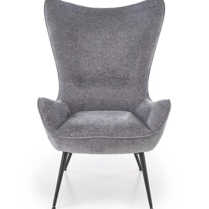 Poltrona imbottita design moderno in tessuto grigio nero Chantilly