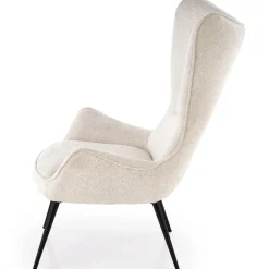 Poltrona imbottita design moderno in tessuto bianco panna nero Chantilly