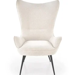 Poltrona imbottita design moderno in tessuto bianco panna nero Chantilly