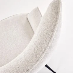 Poltrona imbottita design moderno in tessuto bianco panna nero Chantilly