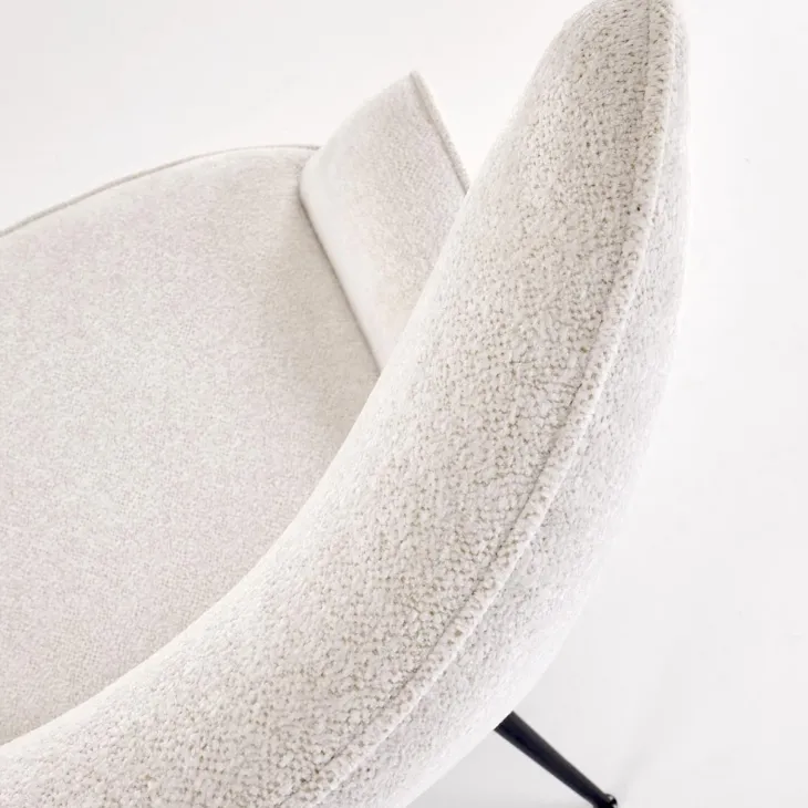 Poltrona imbottita design moderno in tessuto bianco panna nero Chantilly