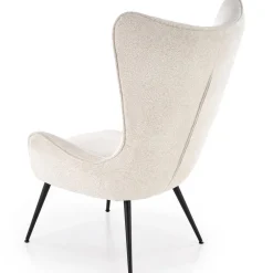 Poltrona imbottita design moderno in tessuto bianco panna nero Chantilly