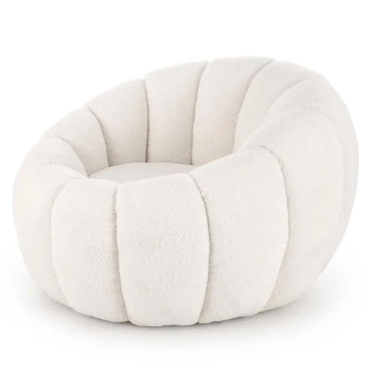 Poltrona imbottita in tessuto bouclé design moderno color crema Coccoluna