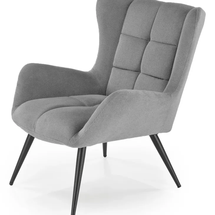 Poltrona imbottita in tessuto grigio nero Snooz