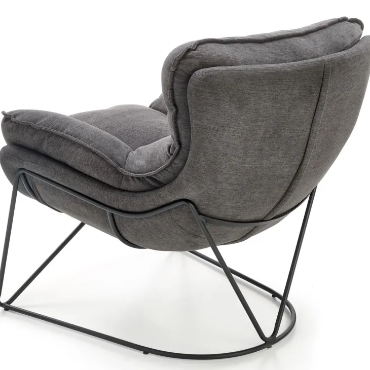 Poltrona imbottita in tessuto moderna grigio nero Quentin