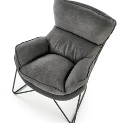 Poltrona imbottita in tessuto moderna grigio nero Quentin