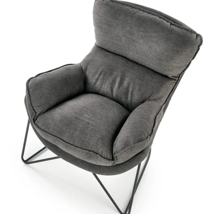 Poltrona imbottita in tessuto moderna grigio nero Quentin