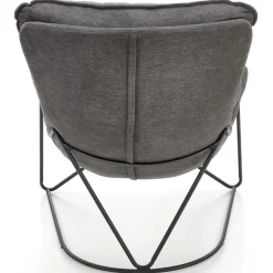 Poltrona imbottita in tessuto moderna grigio nero Quentin