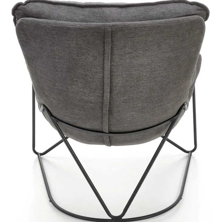 Poltrona imbottita in tessuto moderna grigio nero Quentin