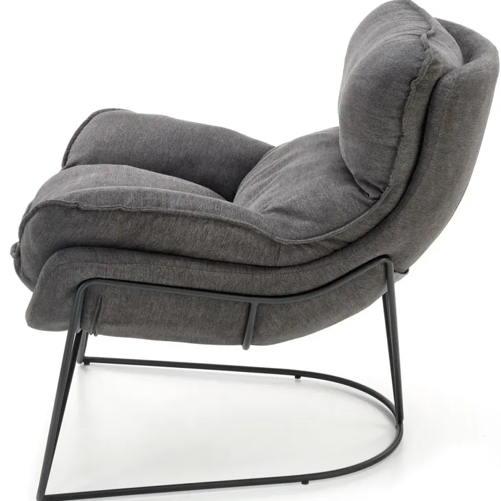Poltrona imbottita in tessuto moderna grigio nero Quentin