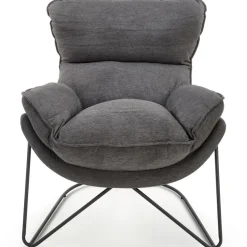 Poltrona imbottita in tessuto moderna grigio nero Quentin