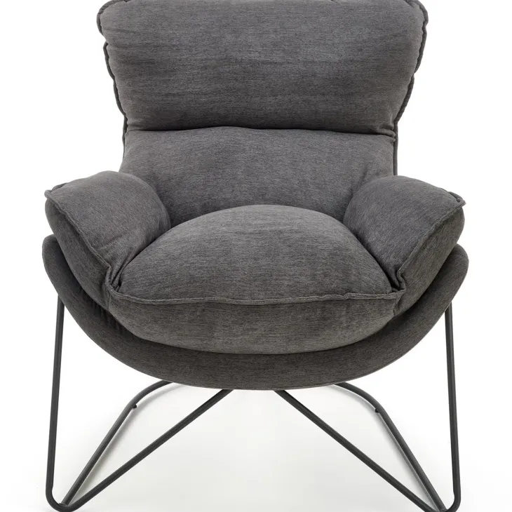 Poltrona imbottita in tessuto moderna grigio nero Quentin