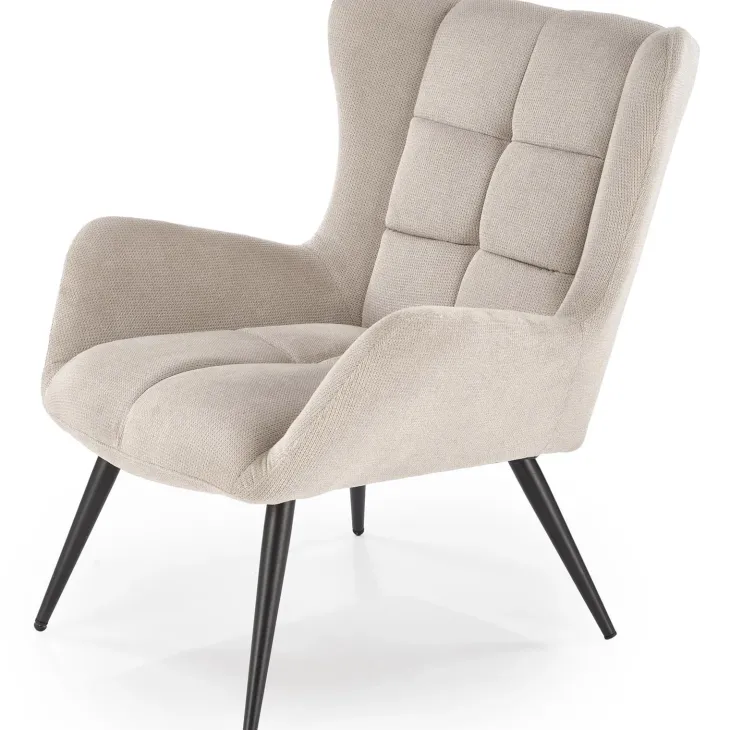 Poltrona imbottita in tessuto beige nero Snooz