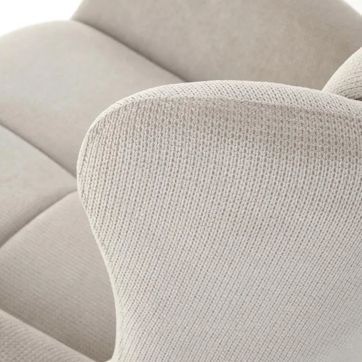 Poltrona imbottita in tessuto beige nero Snooz