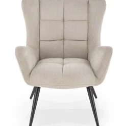 Poltrona imbottita in tessuto beige nero Snooz
