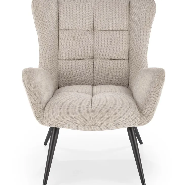 Poltrona imbottita in tessuto beige nero Snooz