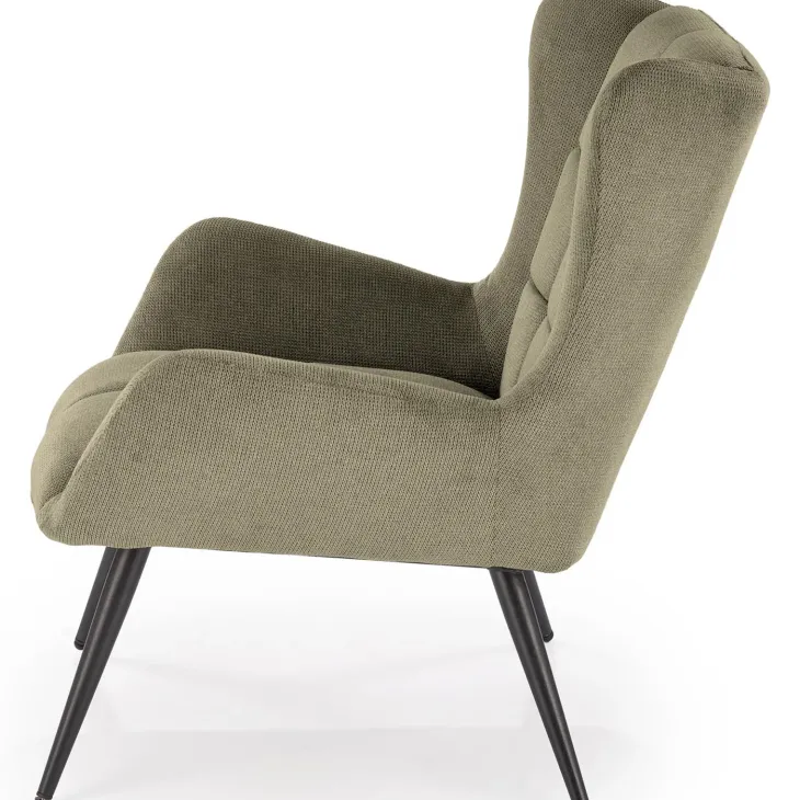 Poltrona imbottita in tessuto verde oliva nero Snooz