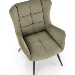 Poltrona imbottita in tessuto verde oliva nero Snooz
