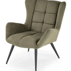Poltrona imbottita in tessuto verde oliva nero Snooz