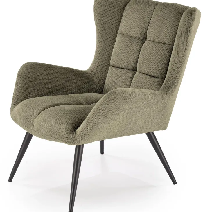 Poltrona imbottita in tessuto verde oliva nero Snooz