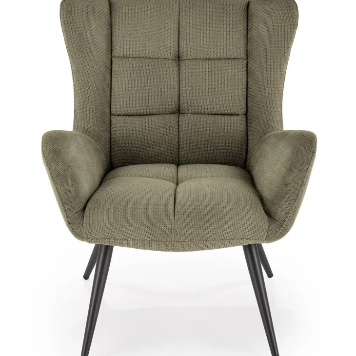 Poltrona imbottita in tessuto verde oliva nero Snooz