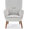 Poltrona imbottita in tessuto gambe in noce grigio Romina