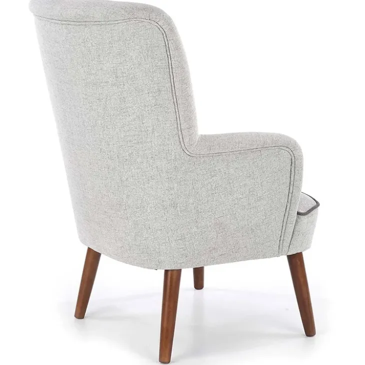Poltrona imbottita in tessuto gambe in noce grigio Romina