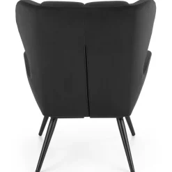 Poltrona imbottita in velluto nero Polly