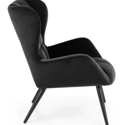 Poltrona imbottita in velluto nero Polly
