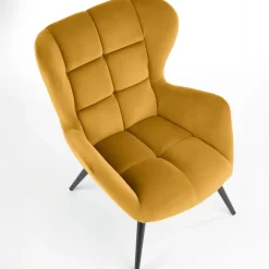 Poltrona imbottita in velluto giallo senape nero Polly