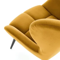 Poltrona imbottita in velluto giallo senape nero Polly