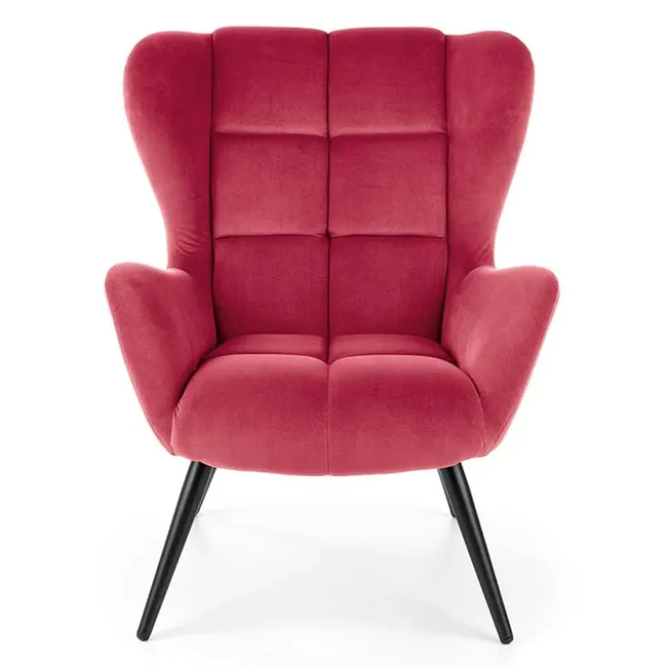 Poltrona imbottita in velluto bordeaux nero Polly