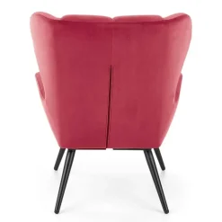 Poltrona imbottita in velluto bordeaux nero Polly
