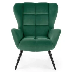 Poltrona imbottita in velluto verde scuro nero Polly