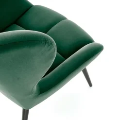 Poltrona imbottita in velluto verde scuro nero Polly