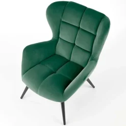 Poltrona imbottita in velluto verde scuro nero Polly