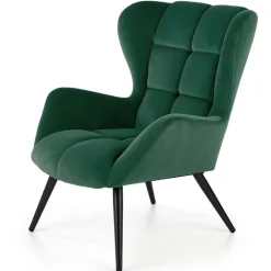 Poltrona imbottita in velluto verde scuro nero Polly