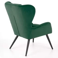 Poltrona imbottita in velluto verde scuro nero Polly