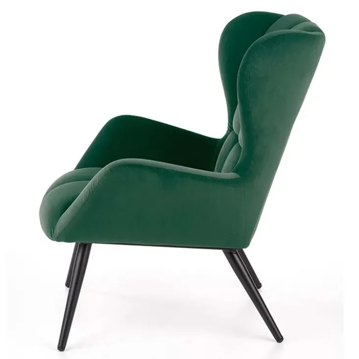 Poltrona imbottita in velluto verde scuro nero Polly
